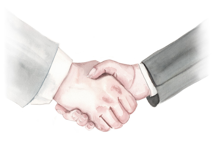 Illustration Hände geben